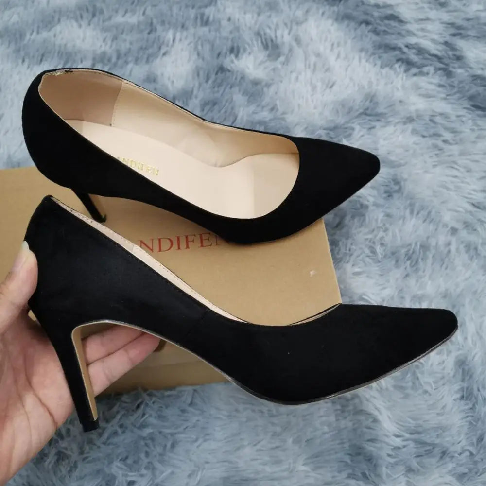 Classic Sexy Pointed Toe - 9cm mid High Heel - Women Pumps Faux