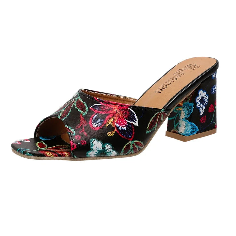 High Quality Shoes for Women Open Toe Women's Slippers Summer Outdoor Casual Chunky Heels Large Size Slippers Zapatillas Mujer