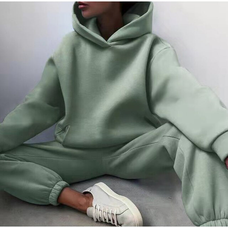 New Tracksuit Women oversize - Fleece Warm Hoodie -2 Piece Set Autumn Winter