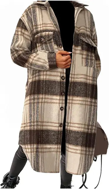2024 Single Breasted Trench Coat Fashion - Long Sleeve Woolen Spring Overcoat