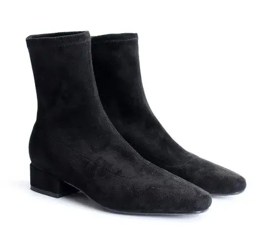 2024 New Spring Shoes Women Boots plus Size Stretch Boots Casual Flock European and American Boots Women Pigskin Lining Insole