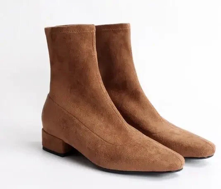 2024 New Spring Shoes Women Boots plus Size Stretch Boots Casual Flock European and American Boots Women Pigskin Lining Insole