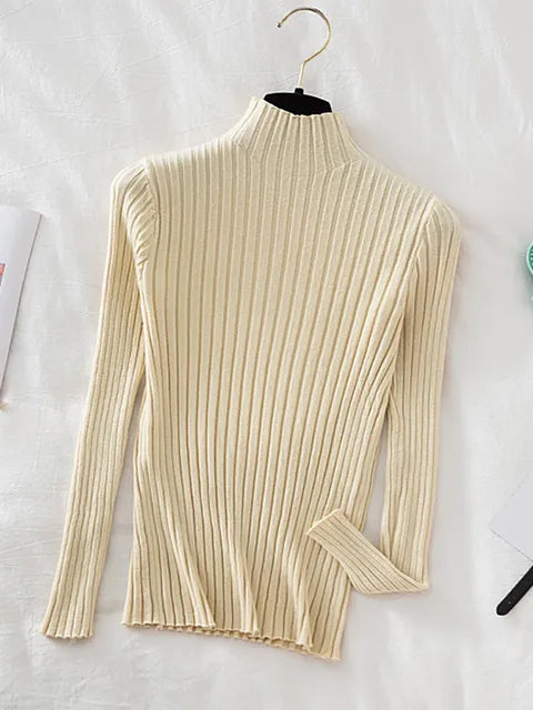 Stylish high neck Pullover Ribbed Knitted Sweater