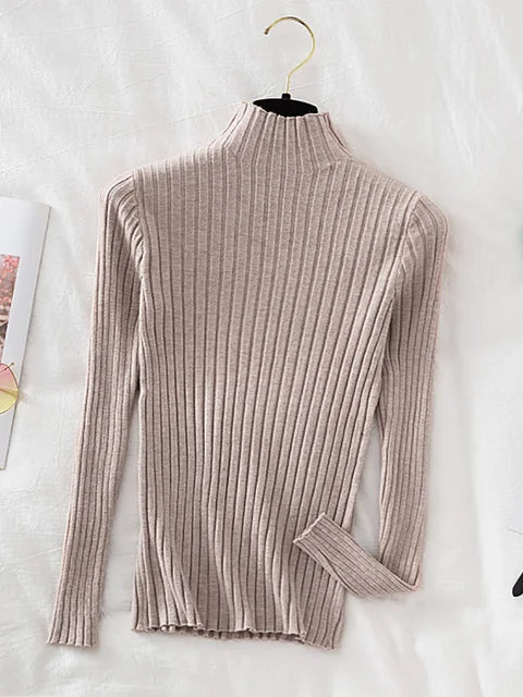 Stylish high neck Pullover Ribbed Knitted Sweater