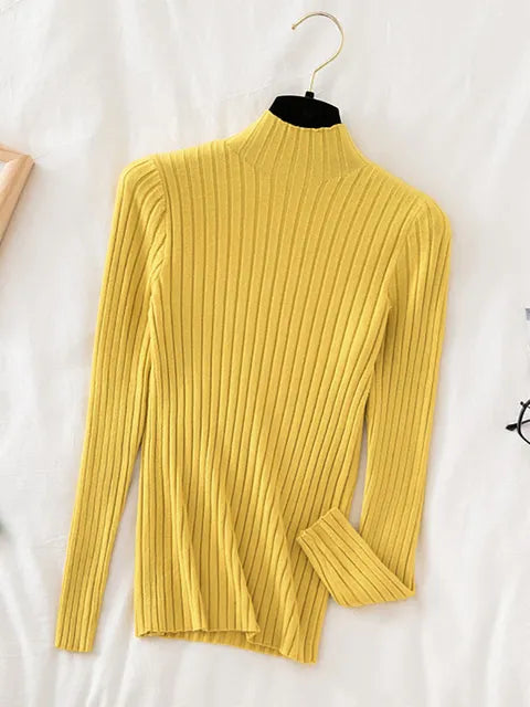 Stylish high neck Pullover Ribbed Knitted Sweater