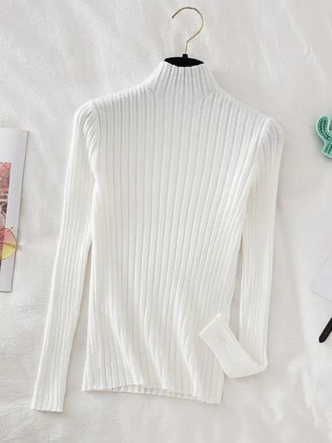 Stylish high neck Pullover Ribbed Knitted Sweater