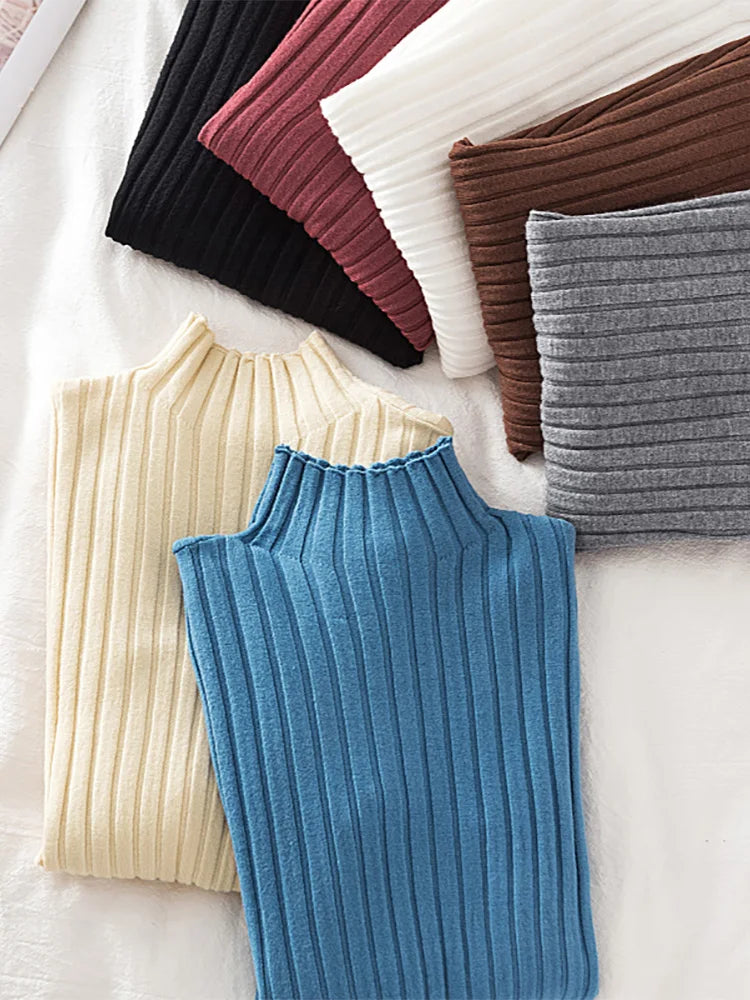 Stylish high neck Pullover Ribbed Knitted Sweater