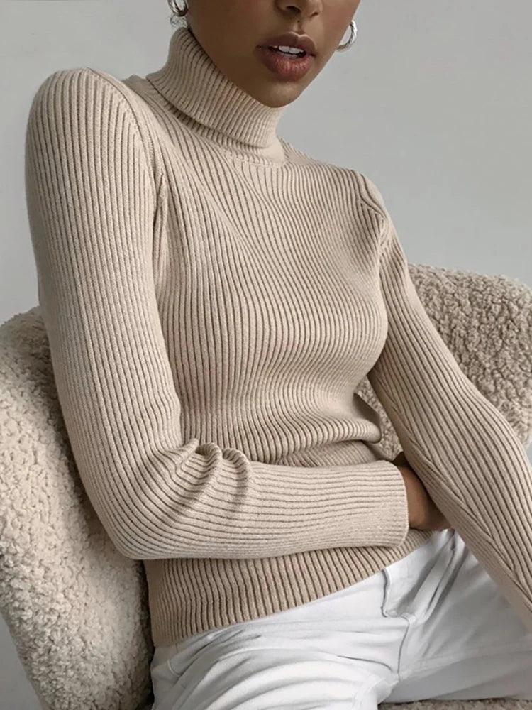 Turtleneck Sweater Knitted Soft Pullovers Cashmere Jumpers
