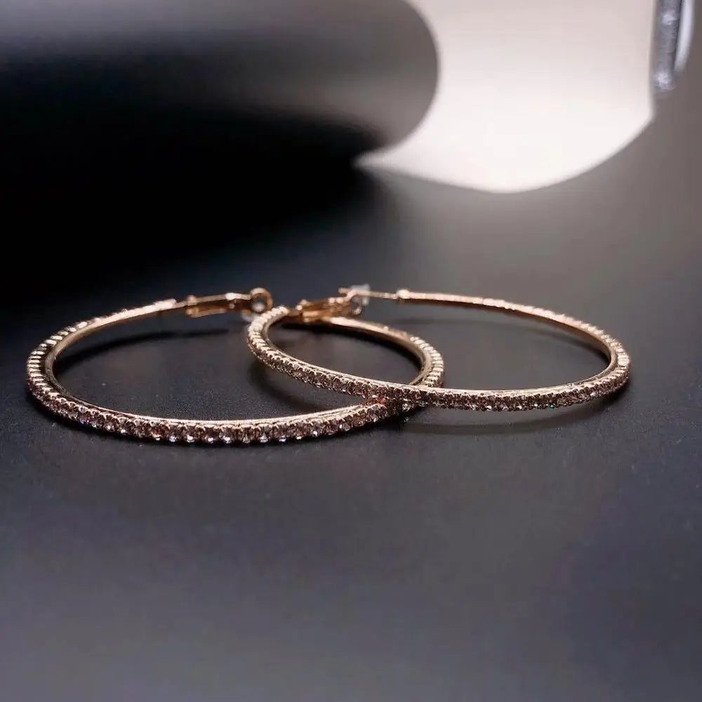 2020 New Fashion Exaggerated Style Shiny Crystal Rhine Women'S Big round Earrings Exquisite Luxury Women'S Earrings Jewelry Gift