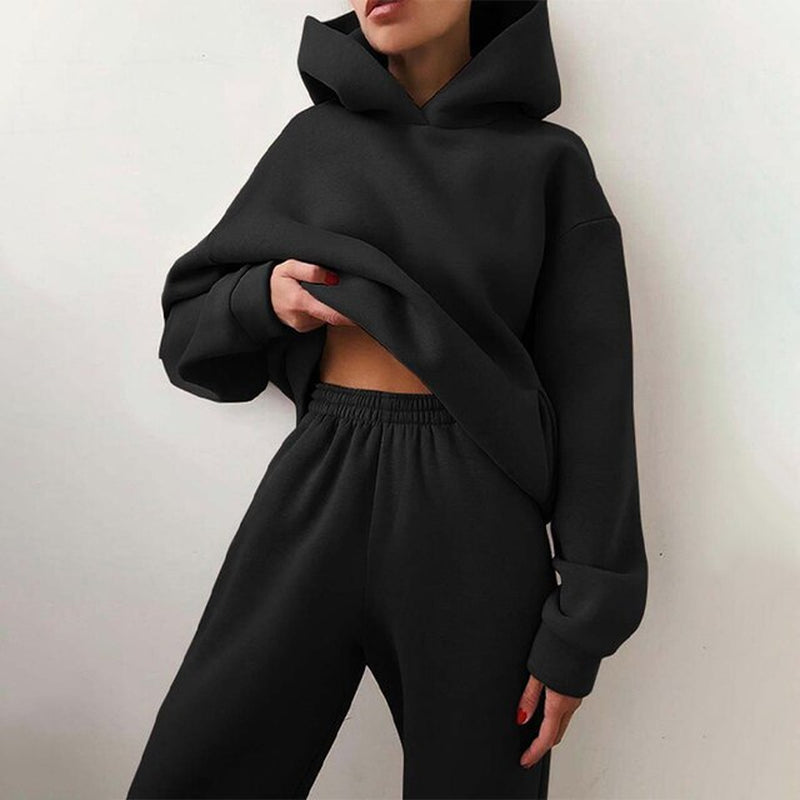 New Tracksuit Women oversize - Fleece Warm Hoodie -2 Piece Set Autumn Winter