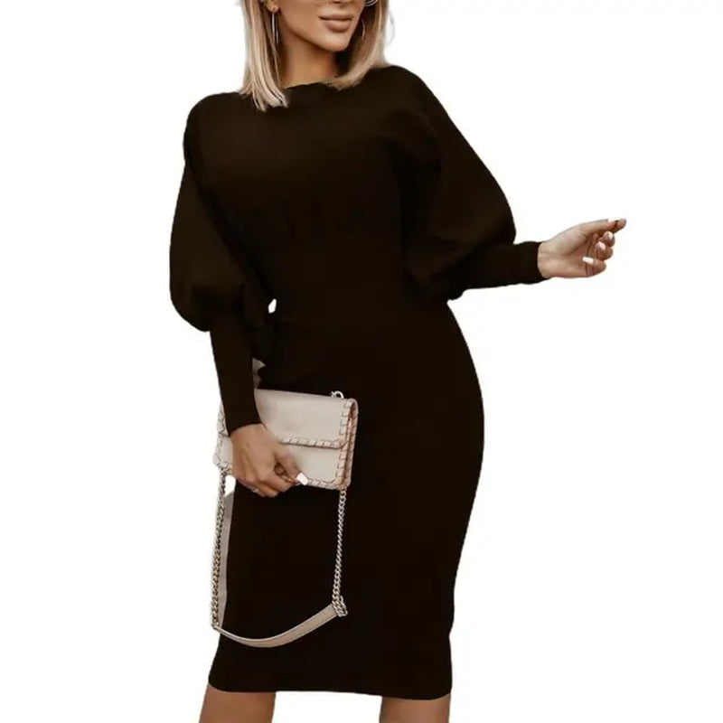 Women's Dress, round Neck, Knee Length Office Elegant Dress 