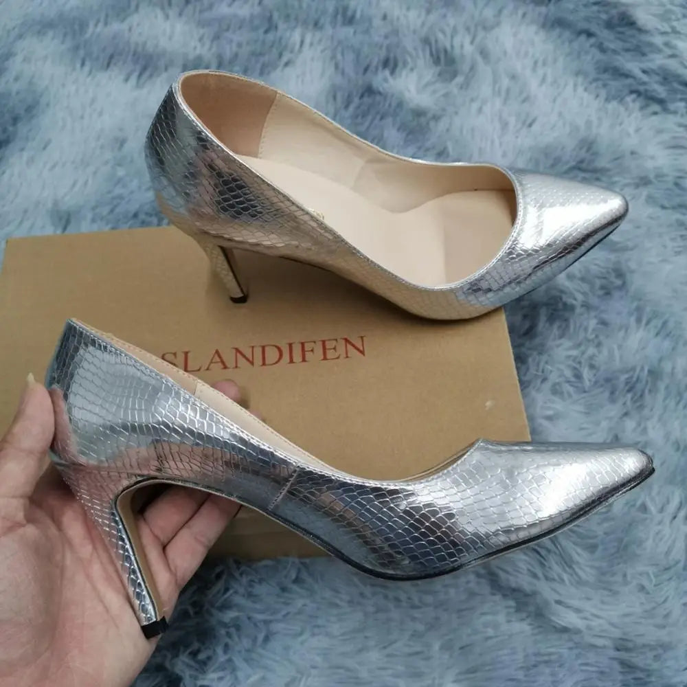 Classic Sexy Pointed Toe - 9cm mid High Heel - Women Pumps Faux