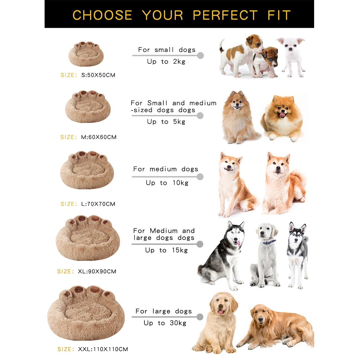 Fluffy Pet Bed Winter Warm Small to Large Pets