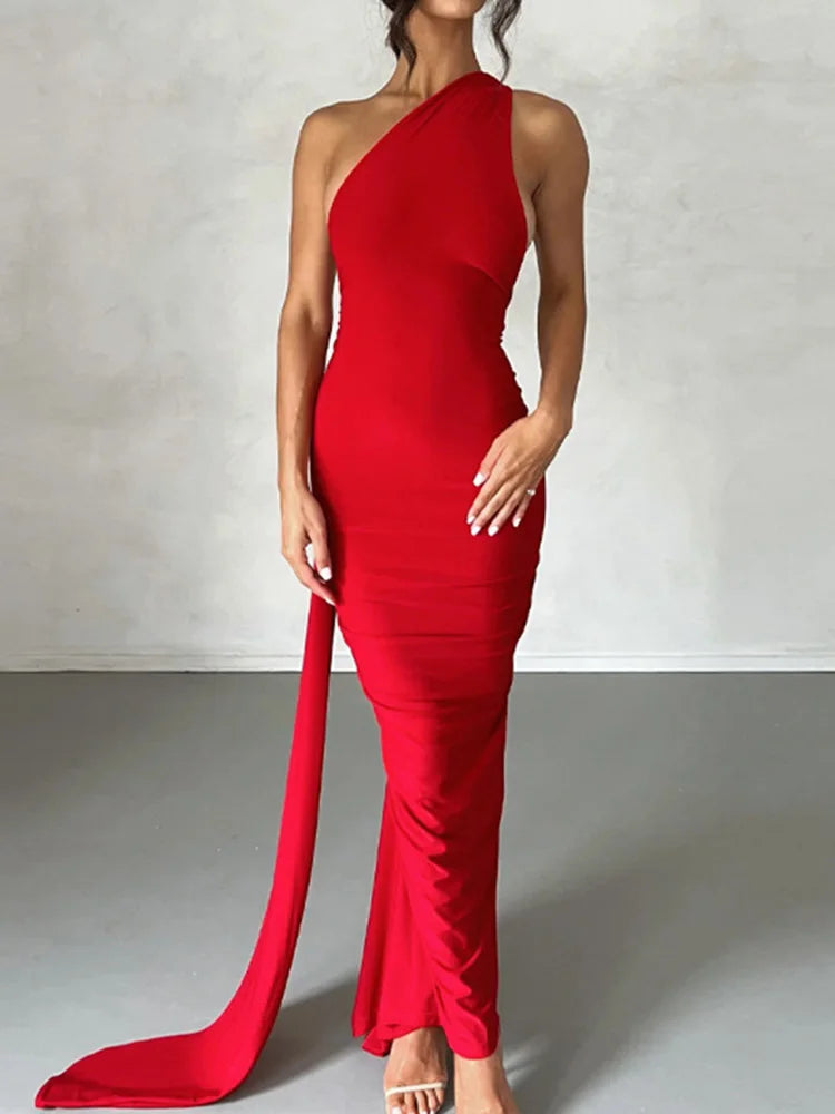 Backless Halter Knit Maxi Dress – High Stretch Slim-Fit Sheath for any occasion.