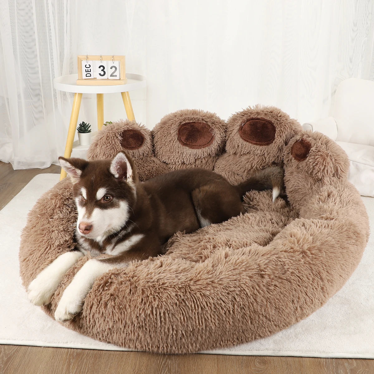 Fluffy Plush Dog Bed – Winter Warm Calming Donut Kennel for Small & Large Dogs | Soft Sofa Cushion for Cats & Puppies