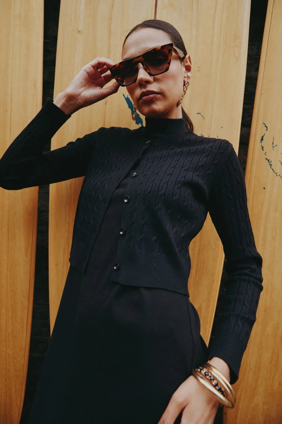 Short Length Cable Knit Cardigan