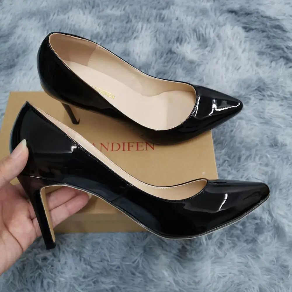 Classic Sexy Pointed Toe - 9cm mid High Heel - Women Pumps Faux