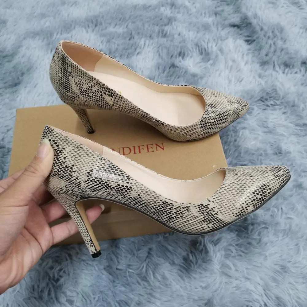 Classic Sexy Pointed Toe - 9cm mid High Heel - Women Pumps Faux