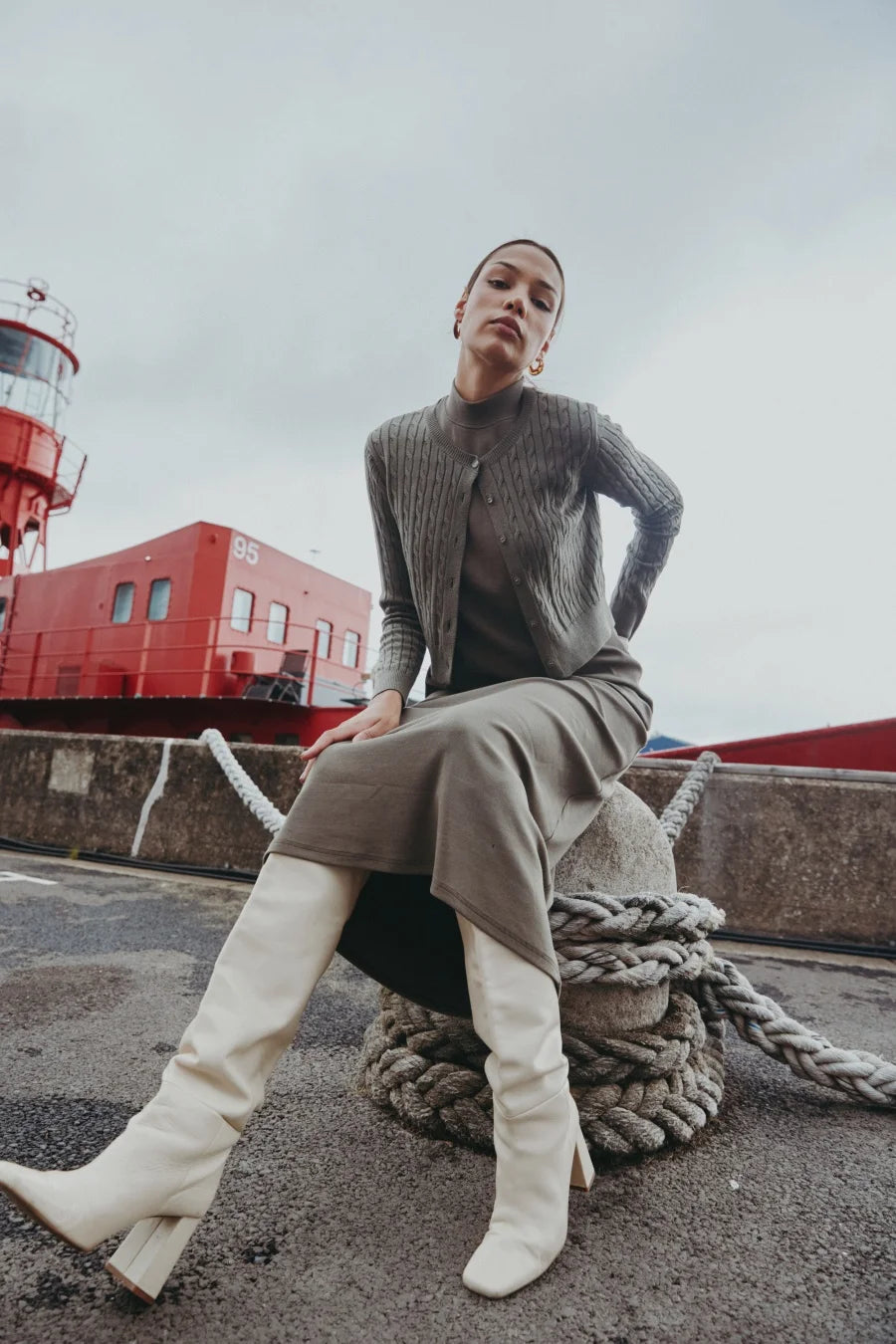 Short Length Cable Knit Cardigan