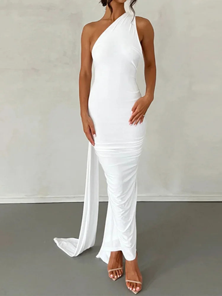 Backless Halter Knit Maxi Dress – High Stretch Slim-Fit Sheath for any occasion.