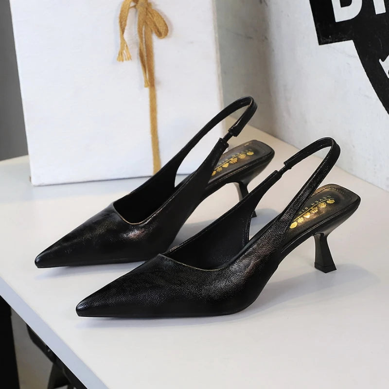 Leopard Print Pointed Toe High Heels for Women – Hollow Buckle Strap Thin Heel Party Pumps