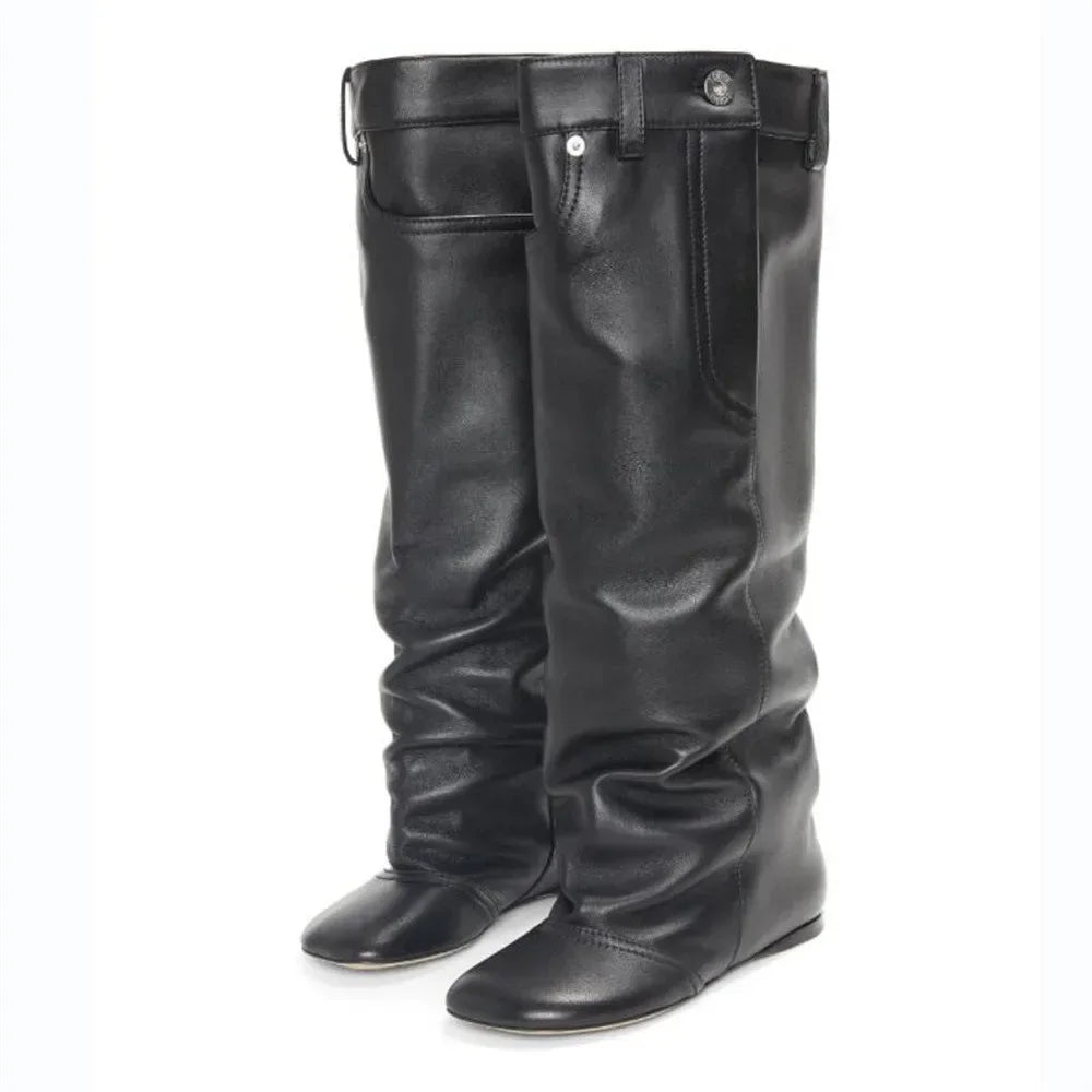 Over-the-Knee High Heel Boots – Wide Tube Slouchy Square Toe Statement Boots for Women