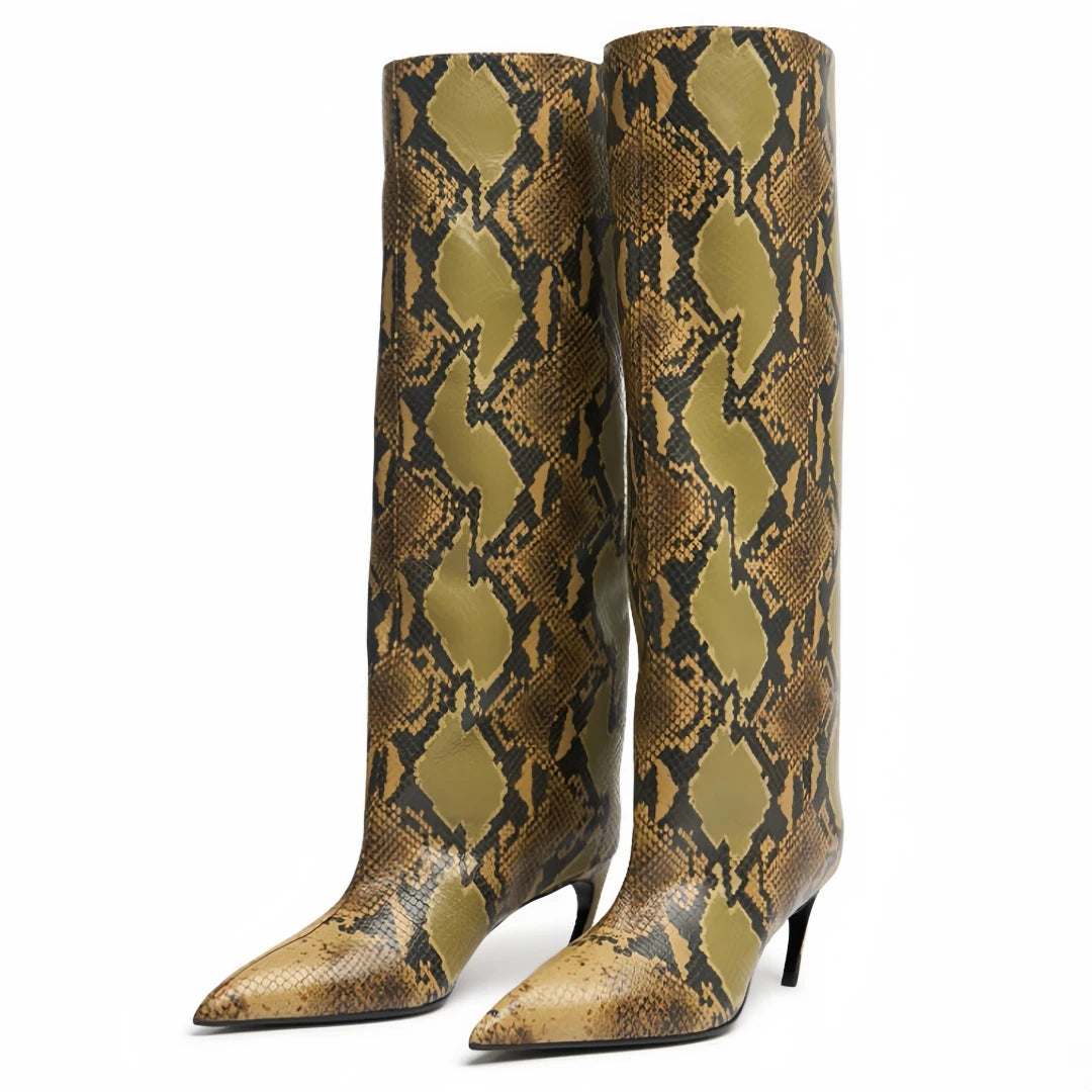 Wide Fit Pointed Toe Knee-High Boots – Chic Slim Heel Party & Evening Boots for Women