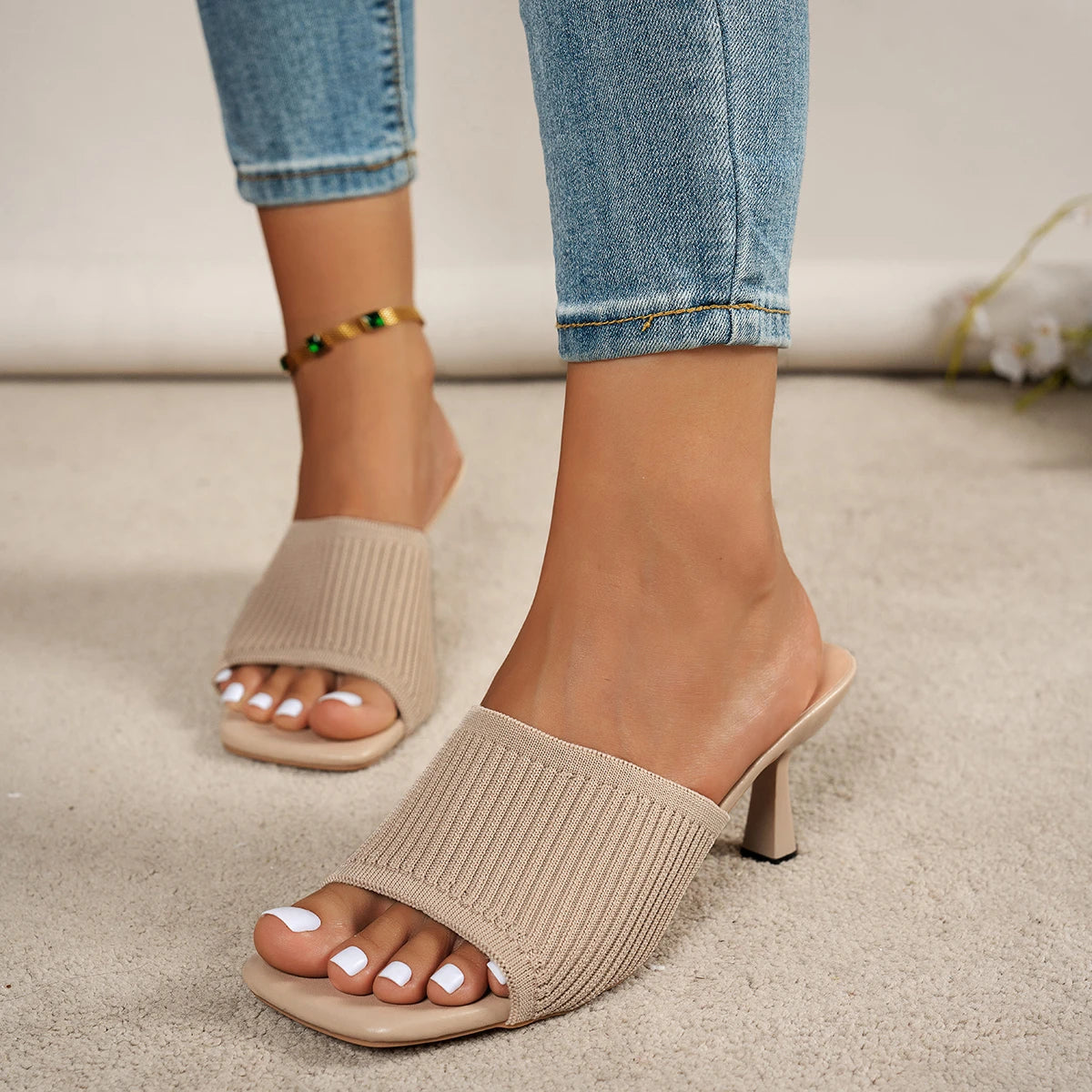 Women Sandals New Luxury Summer Outdoor Slippers Casual Women Shoes Open Toe Soft High Heels Mules Sandals Sandalias De Mujer