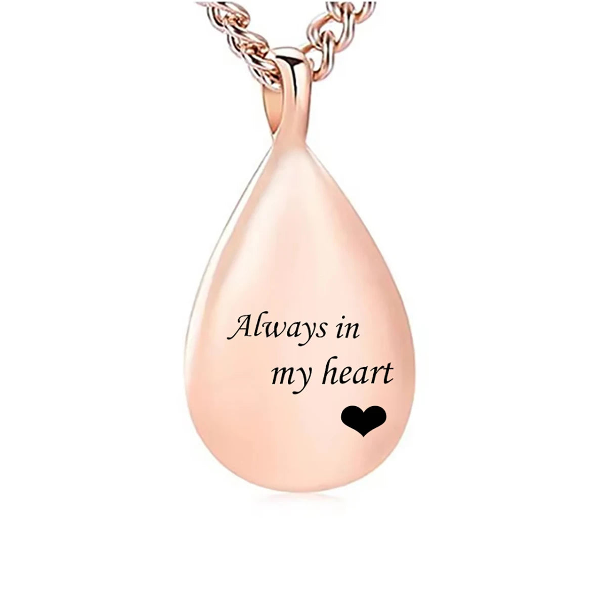 Stainless Steel Teardrop Always in my heart Pet Urn Pendant Necklace