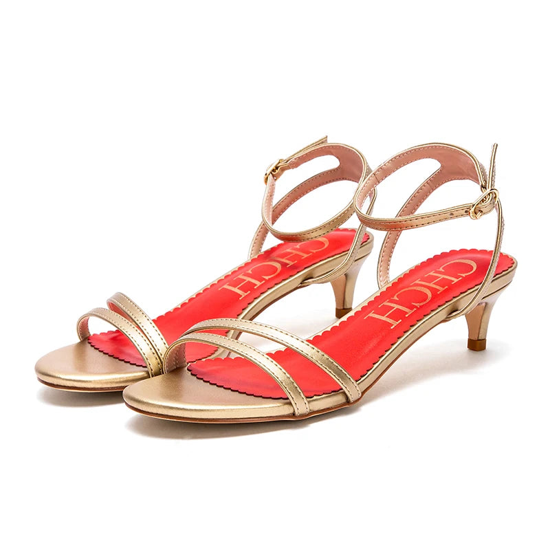 Women’s Low Heel Sandals – Simple Solid Colour Dress Shoes