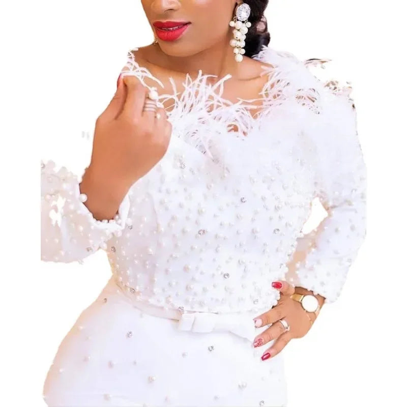 2026 Beaded Off-Shoulder Bodycon Midi Dress – Sexy Slash Neck High-Waist Sheath Party Dress for Women