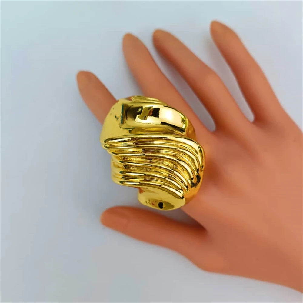 EMMA Luxury African Italian Gold Jewellery Set – Big Statement Necklace, Earrings, Bracelet & Ring for Women & Mama