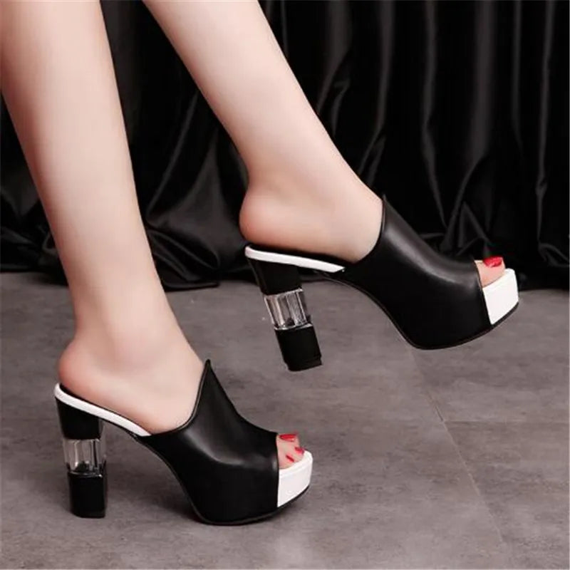Women’s Peep Toe Platform Mule Heels
