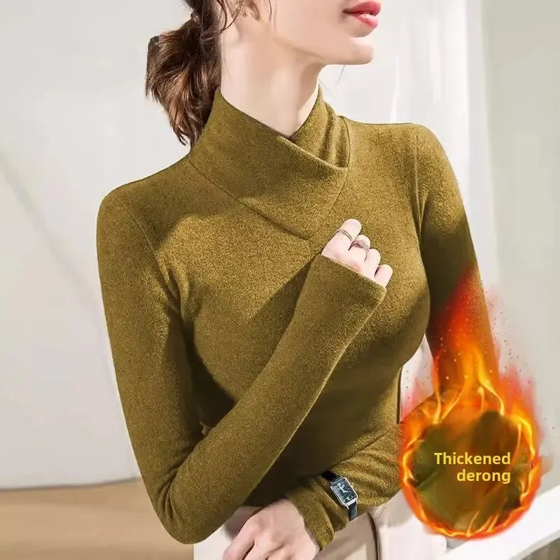Thickened Double-Sided Fleece Thermal Turtleneck – Women’s Long Sleeve Winter Base Layer Shirt (Luxury Warm Top)