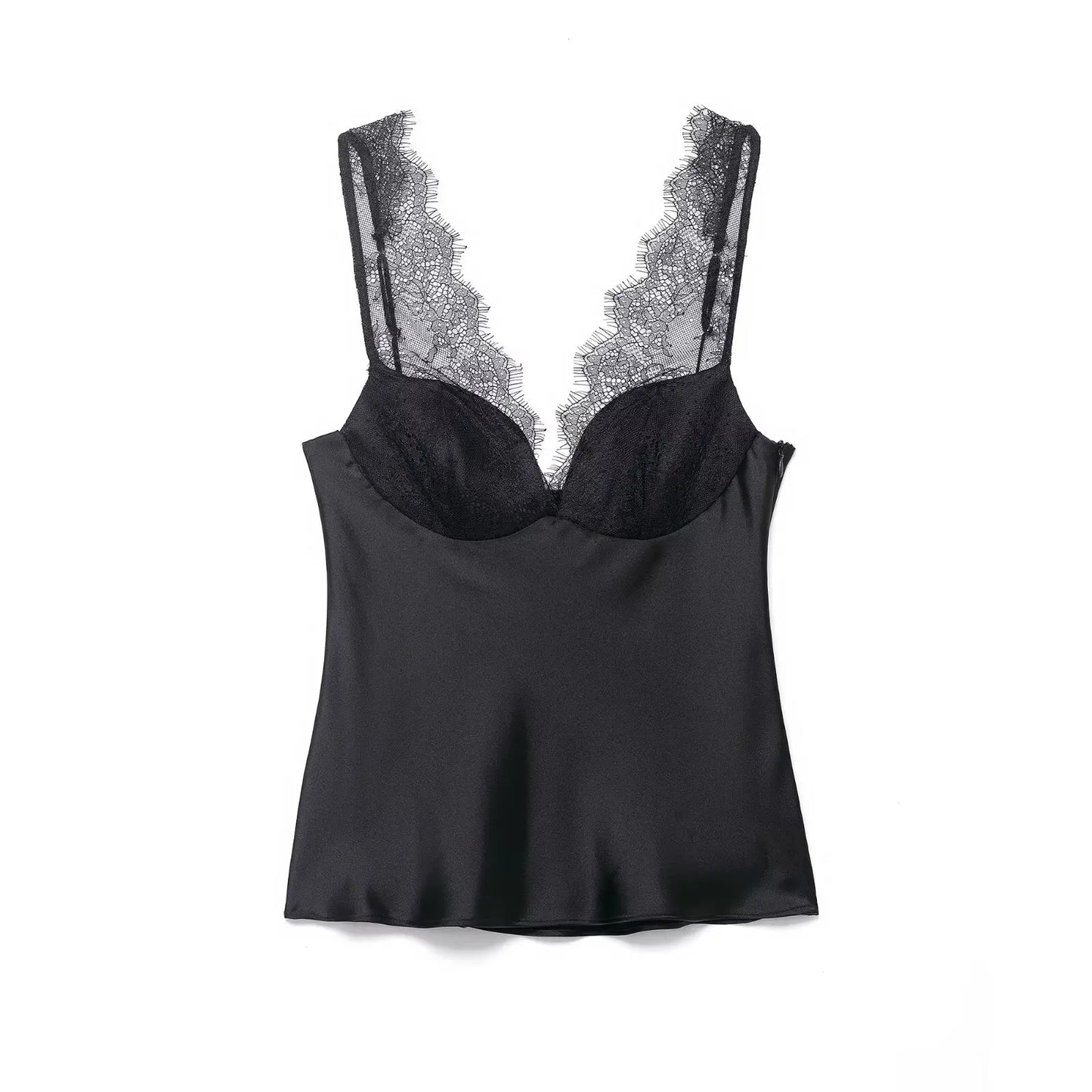 Elegant Women Lace Satin Vest Tops