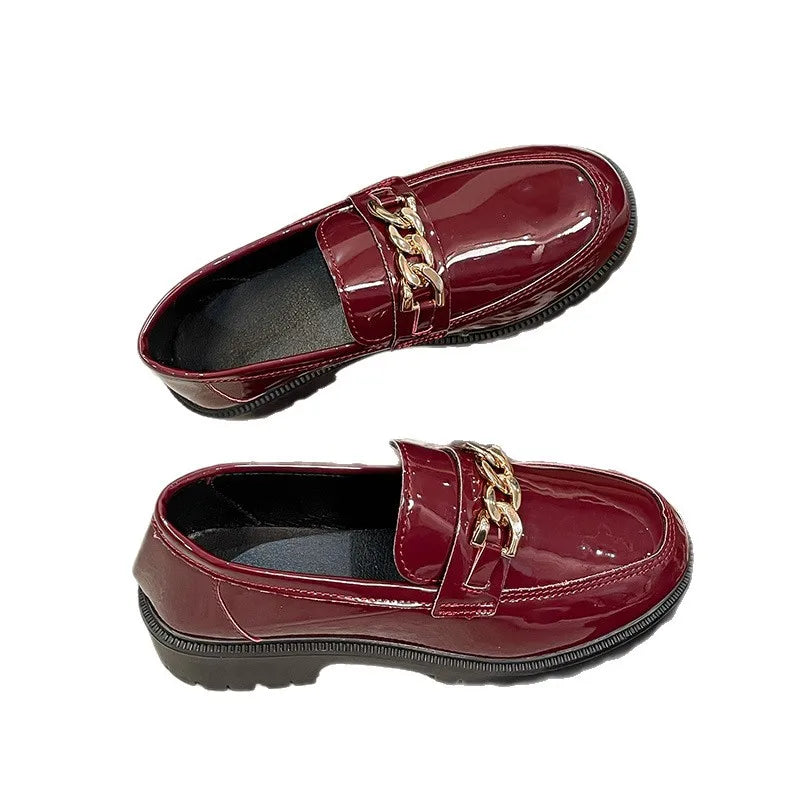 Women's Retro British Style Slip-On Loafers Spring Autumn New Thick Bottom Low Cut JK Shoes Student round Toe Rubber Sole