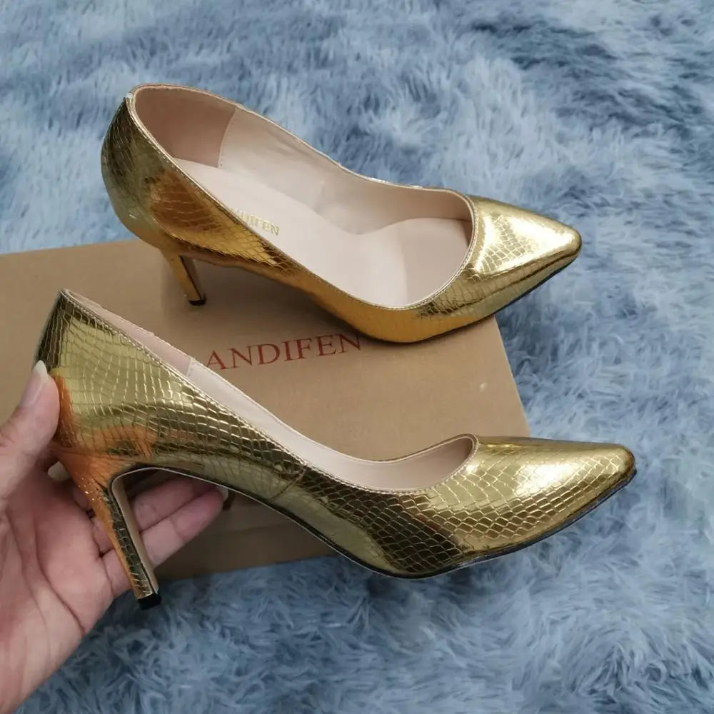 Classic Sexy Pointed Toe - 9cm mid High Heel - Women Pumps Faux