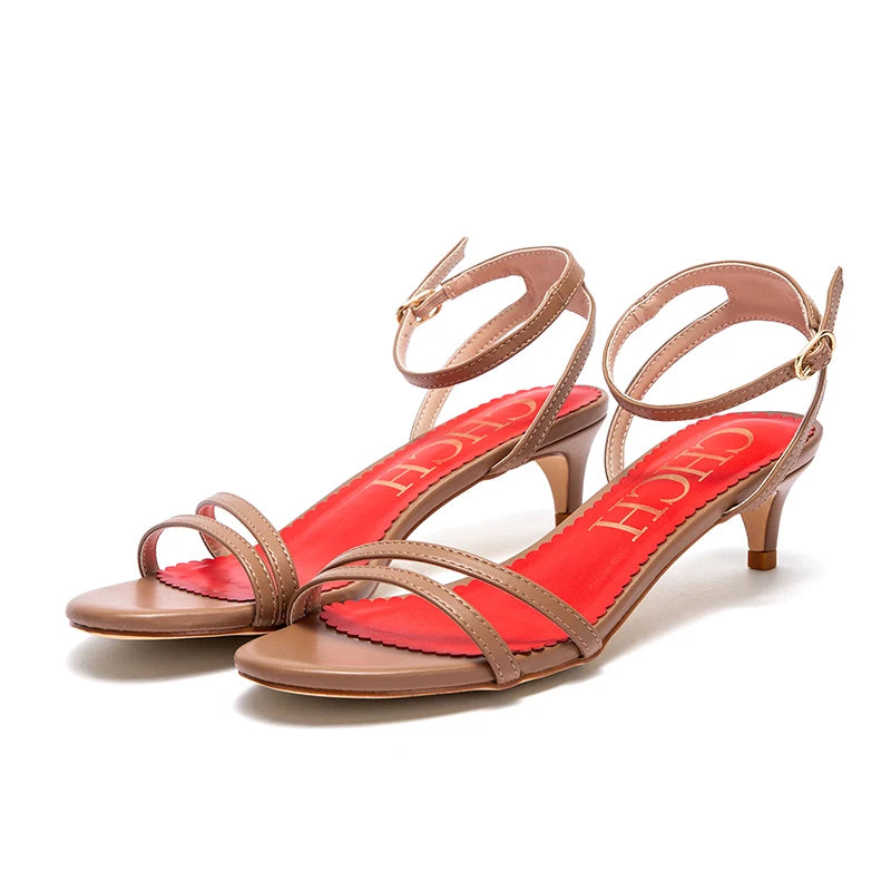 Women’s Low Heel Sandals – Simple Solid Colour Dress Shoes