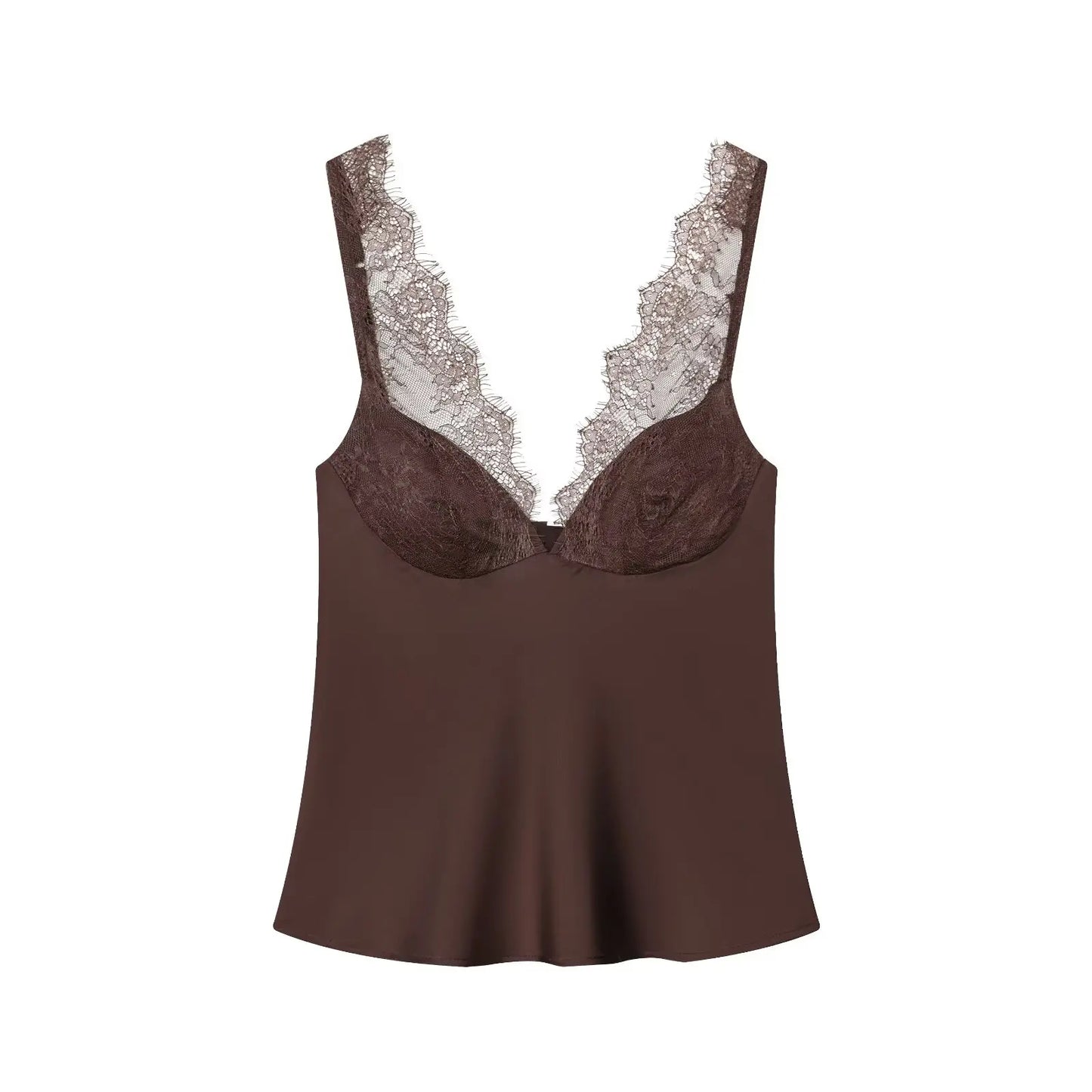 Elegant Women Lace Satin Vest Tops