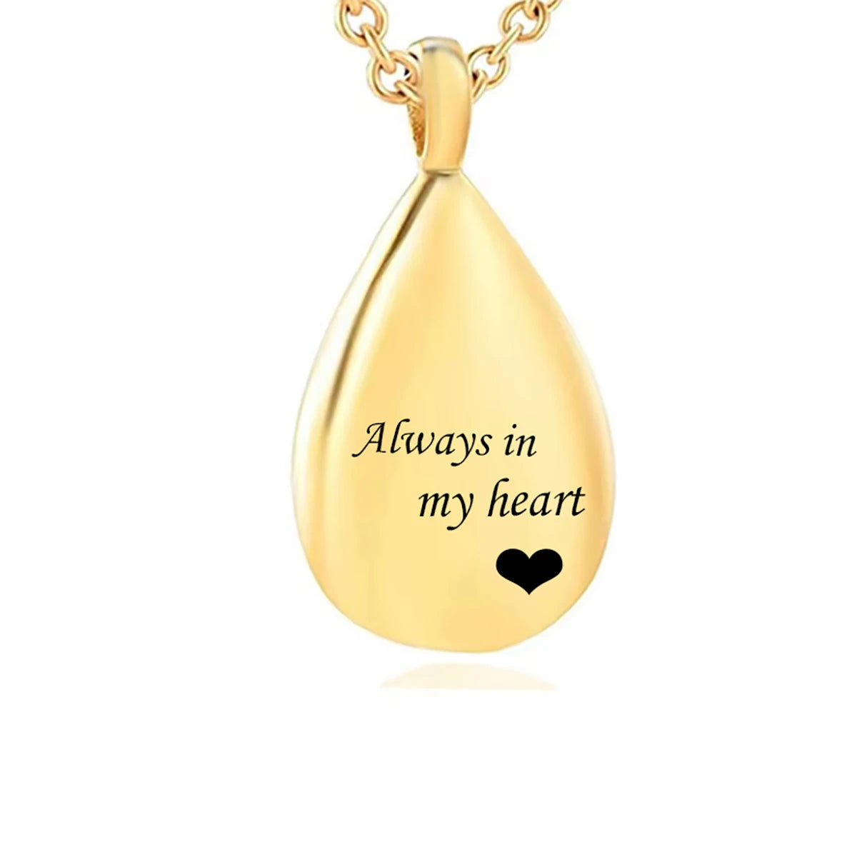 Stainless Steel Teardrop Always in my heart Pet Urn Pendant Necklace