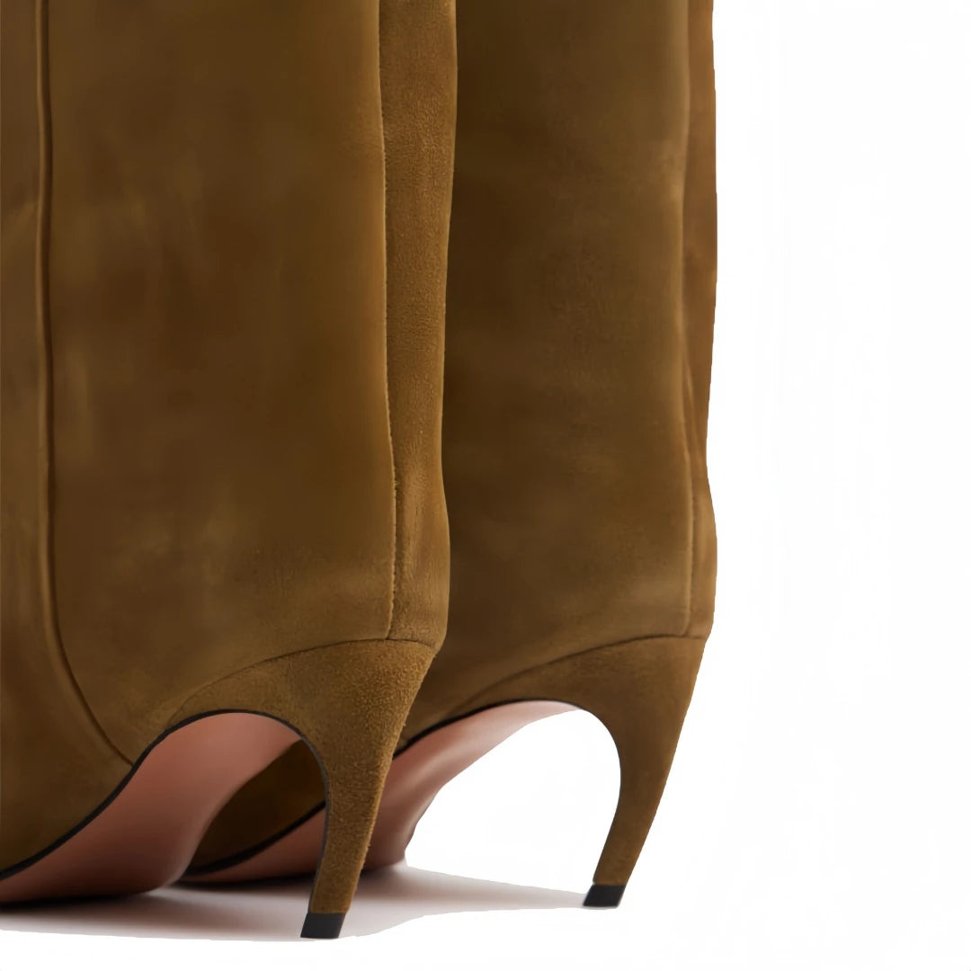 Wide Fit Pointed Toe Knee-High Boots – Chic Slim Heel Party & Evening Boots for Women