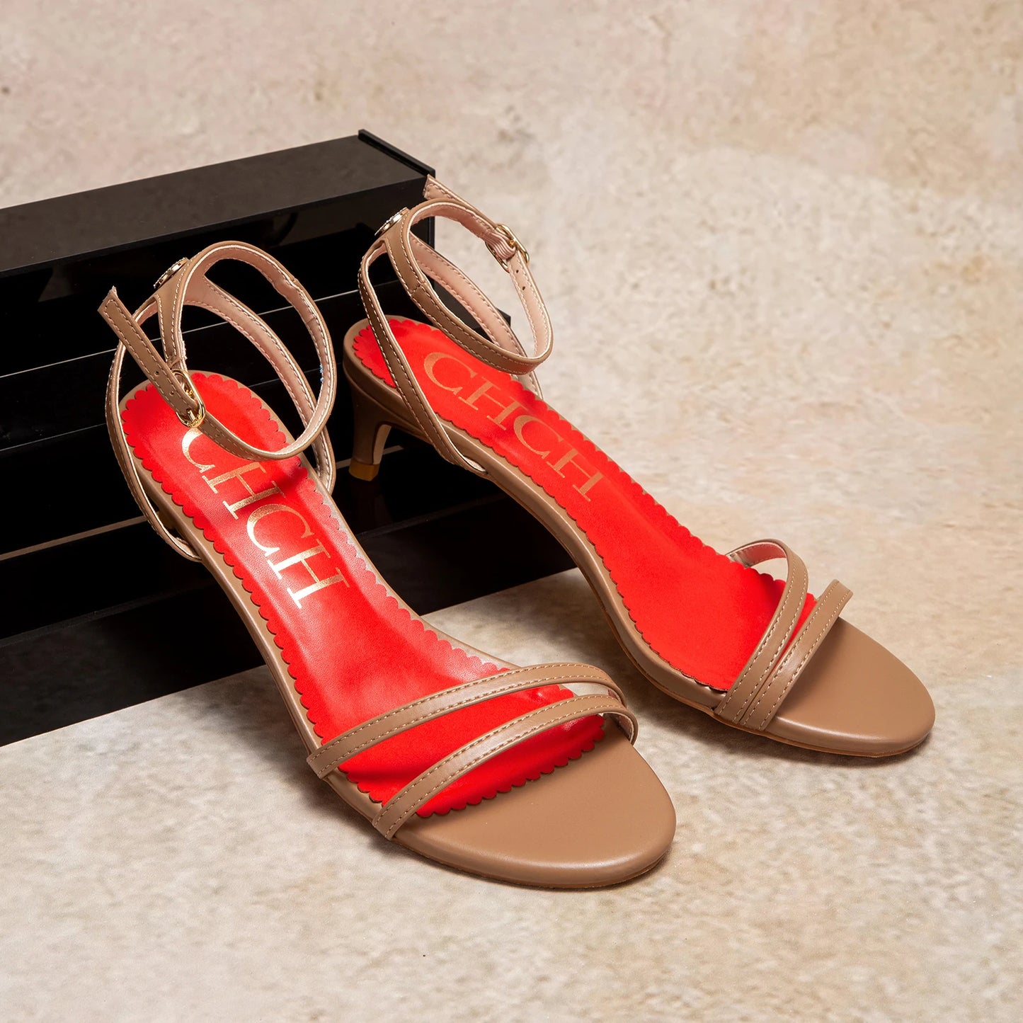 Women’s Low Heel Sandals – Simple Solid Colour Dress Shoes