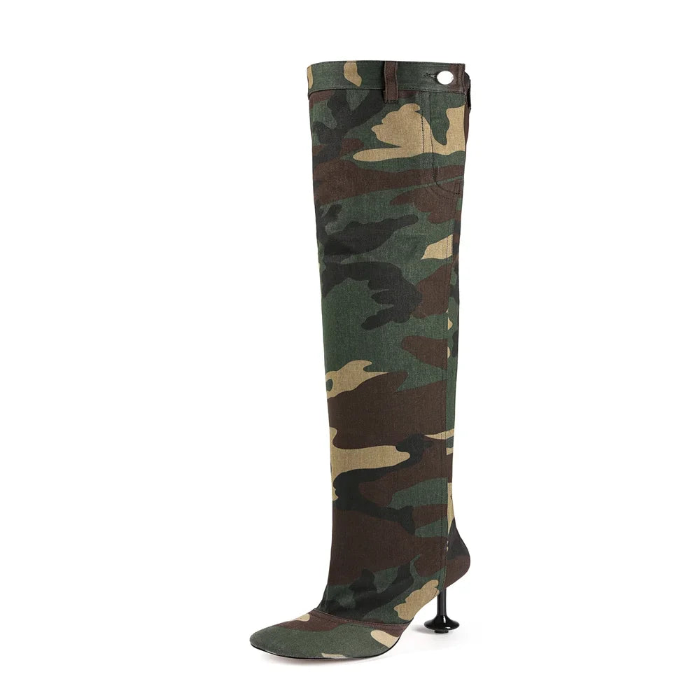 Over-the-Knee High Heel Boots – Wide Tube Slouchy Square Toe Statement Boots for Women