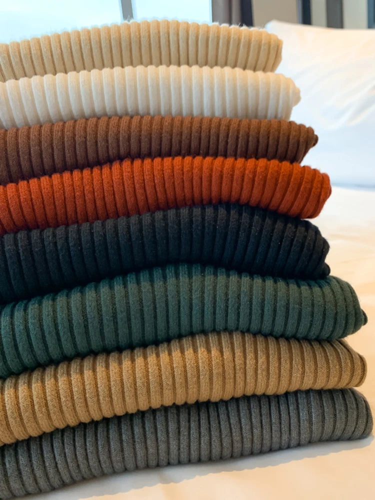 Elegant Slim Turtleneck Knit Top – Women’s Long Sleeve Basic Pullover | Korean Chic Winter Sweater