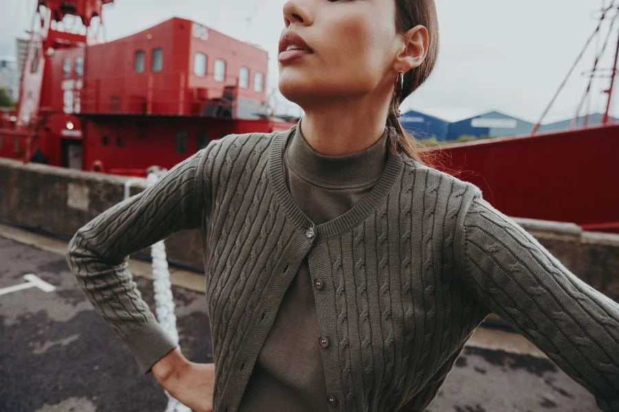 Short Length Cable Knit Cardigan