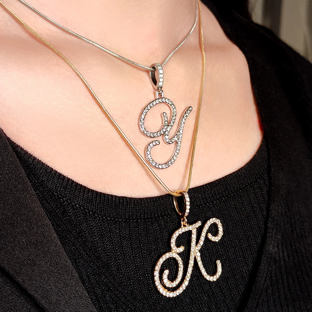 Initial Letter Name Pendant Necklace For Women-Simple Rope Chain Letter Necklace Fashion Jewelry Gift.