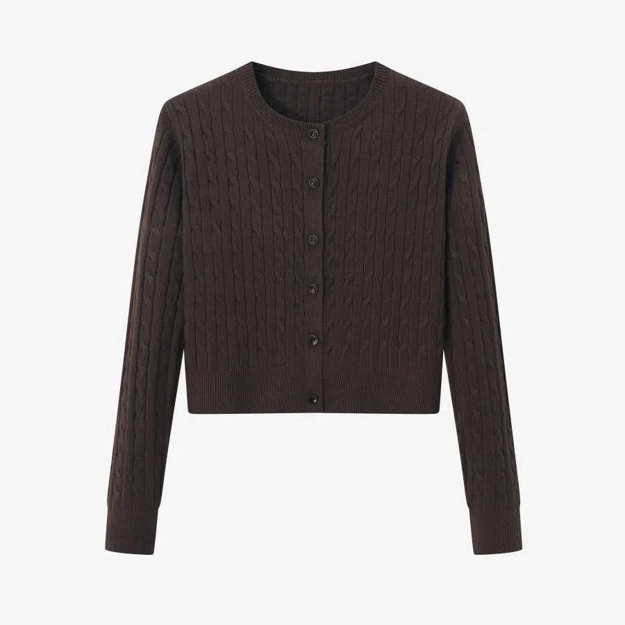 Short Length Cable Knit Cardigan