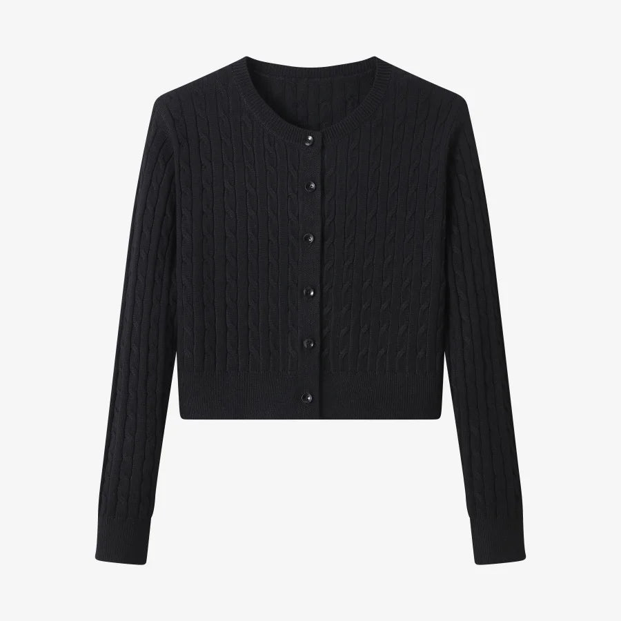 Short Length Cable Knit Cardigan