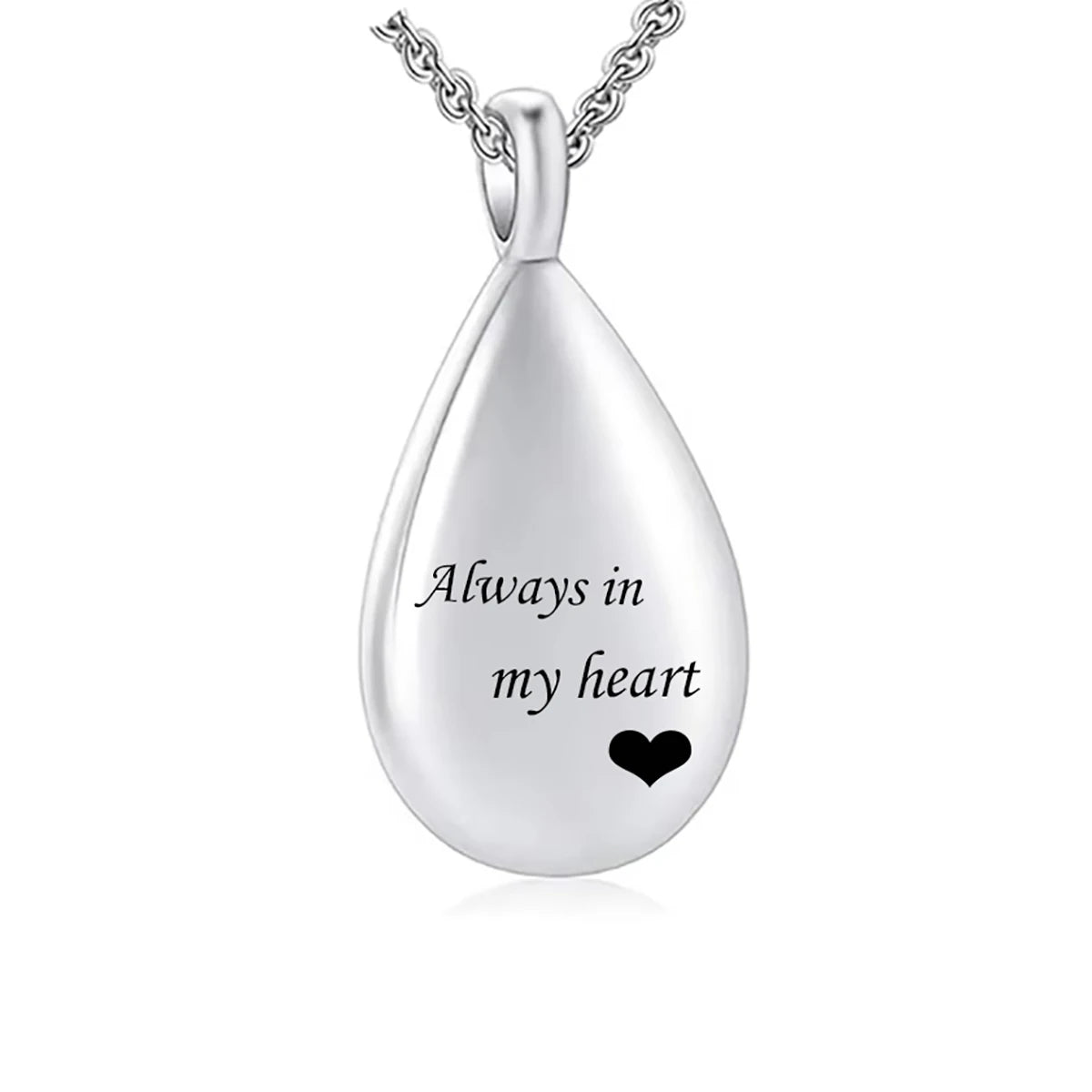Stainless Steel Teardrop Always in my heart Pet Urn Pendant Necklace