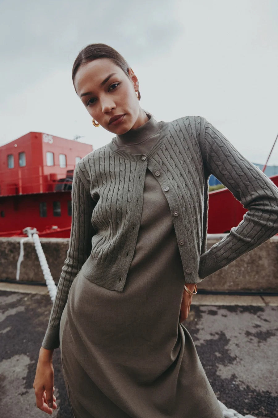 Short Length Cable Knit Cardigan